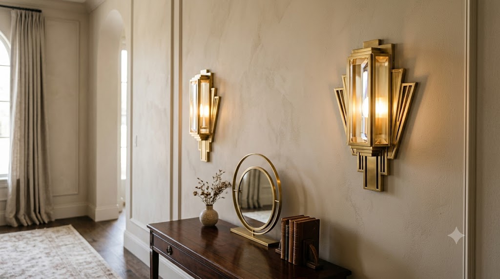 Art Deco Wall Sconces Fluted Glass Brass